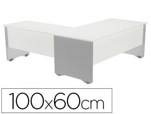Mesa de escritorio rocada serie work 100x60 cm acabamento ab04 aluminio/branco , Rocada , 78209 , 8427951069498
